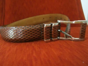 Johnston & Murphy Men's Double Pinked Belt Italian Calfskin Bulked rare New - Picture 1 of 7