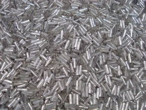 Bugle Beads Twisted 7mm Clear Silver Lined 100g Glass Tube Jewelry - Foto 1 di 1