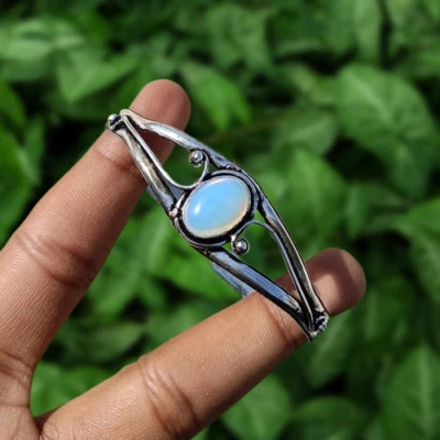 Brazalete brazalete brazalete de piedras preciosas de opalita enchapado en plata 925 joyería de moda Foto 1 de 4