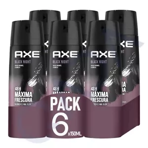 AXE Black Night 48-Hour Fresh Deodorant Body Spray Fragrance for Men 150ml 6Pack - Picture 1 of 4