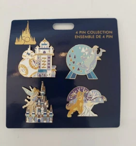 NUEVO CON ETIQUETAS Disney 50 Aniversario 4 Parques Iconos Pin Set Figura Campanilla Simba BB-8 - Imagen 1 de 5