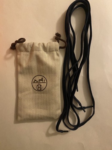 HERMÈS Lacci per scarpe Hermes blu navy con polveriera 46 pollici