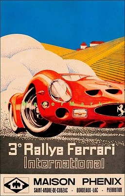 Arte retro impresión póster vintage Ferrari International Rallye France Racing 1962 Foto 1 de 4