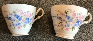 30) Vintage 60's Regency Pink Blue Floral Pattern Bone China Tea Cups X 2 SPARES - Picture 1 of 4