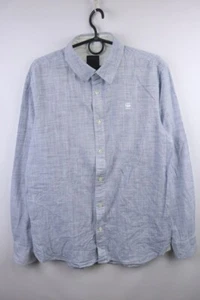 G Star Raw Blue Striped Cotton Embroidered Logo Collared Button Up Shirt Size L - Picture 1 of 19