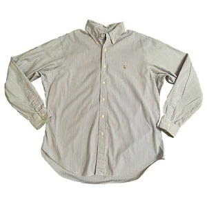 Camisa Polo Ralph Lauren Calce Clásico Botón Púrpura Rayas Manga Larga Para Hombre’s 16.5 - Imagen 1 de 8