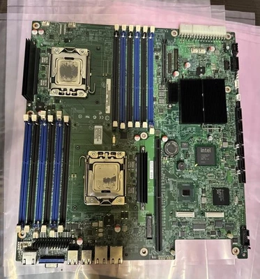 Intel S5520UR LGA1366 Server Motherboard w/ 2x SLBV4 Xeon E5620 CPU's | Working - Image 1 of 4