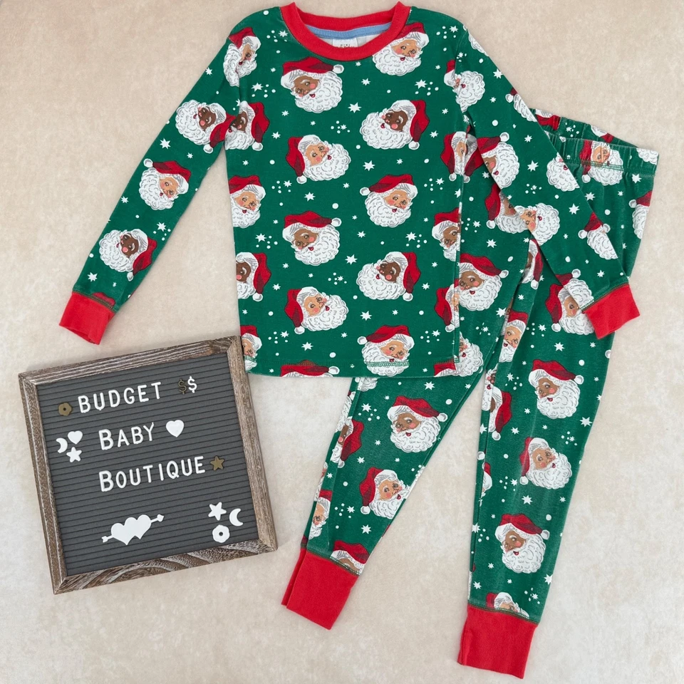 MINI BODEN Green Santa Clause Holiday Pj Set Pajamas Lounge Size 6Y - Image 1 of 3