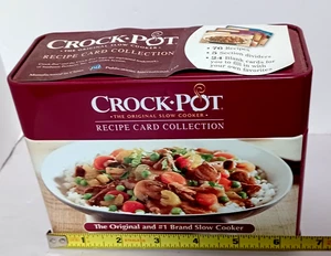 Tin Crock Pot Recipe Card Box with Recipe Cards - Picture 1 of 4