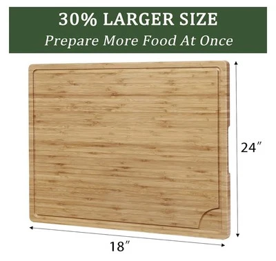 Extra Large Bamboo Kitchen Cutting Board - Wood Butcher Block 18”x24” (2 pack) - Image 1 of 4