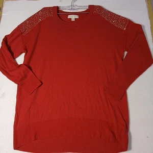 SUÉTER MICHAEL KORS ROJO LIGERO ADORNADO HOMBROS TOP VACACIONES TALLA L - Imagen 1 de 6