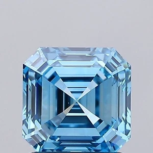 Asscher 1.24 Carat Fancy Vivid  Blue CVD  VS2 IGI Loose Lab Grown Diamond - Picture 1 of 3