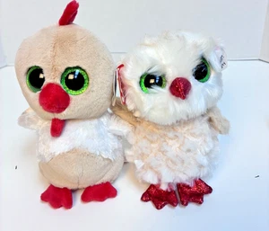 Ty Beanie Boos Night Owl & Early Bird Rooster 6-7" Tall 7/11 Exclusives - Picture 1 of 12