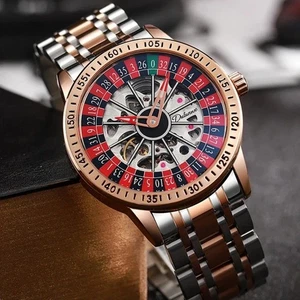 New Men's Lucky Roulette Watch Rotating Dial Mechanical Automatic 3ATM Luminous - Picture 1 of 17