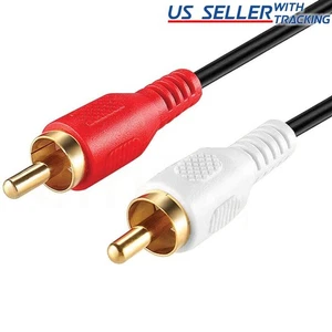 2 RCA Male to Male Cable 5ft 10ft 12ft 25ft 50ft Audio Stereo 2RCA DVD HDTV - Picture 1 of 6