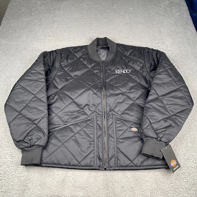 Chaqueta acolchada Dickies Diamond para hombre mediana negra cremallera completa ropa de trabajo aislada NUEVA Foto 1 de 4