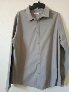 Apraw Men's XL Gray Button Up Collared Shirt Cotton Linen Blend Long Sleeve - Picture 1 of 15