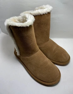 Minnetonka warme Winterstiefel Damen Leder Fleece Lammfell gefüttert Damen 8 hellbraun - Bild 1 von 6