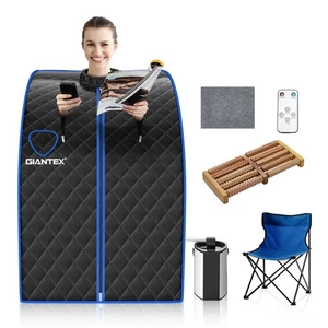 Costway Portable Personal Steam Sauna Spa w/ 3L Blast-proof Steamer Chair Black - Picture 1 of 12