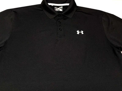 Under Armour Mens Pullover Knit Short Sleeve Black Heat Gear Polo Shirt XL - Image 1 of 3
