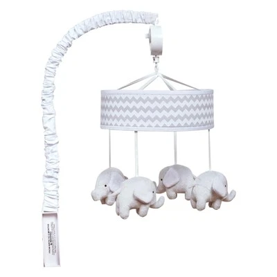 Dove Gray Musical Baby Crib Mobile with Elephants Plays Brahms Lullaby - Image 1 of 4