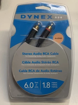 Nuevo Dynex DX-AV221 6 pies Cable RCA de audio estéreo premium con paquete Foto 1 de 2
