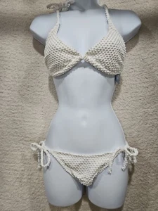 SWIM BATHING Suit Bikini Two Pc New with Tags Buzios Brazil MedTextured  White  - Picture 1 of 14