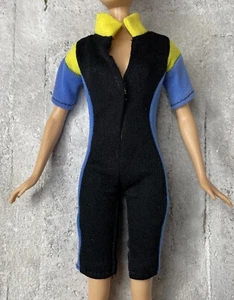 Barbie Size Clone Wetsuit, Black, Blue Yellow, Swimwear #T37, No Doll - Picture 1 of 19