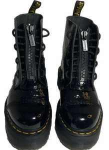 Dr. Martens Sinclair Lamper Leopard Emboss Boots Women's Size 8 Black Patent - Picture 1 of 9
