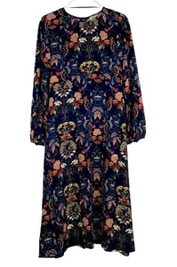 I.Madeline x Lulus Collab Garden Splendor Navy Floral MIDI Dress XS NWT - Picture 1 of 5
