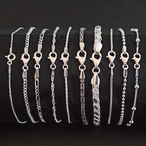 Pulseras de cadena para hombre de plata de ley 925 19 estilos diferentes - Imagen 1 de 43