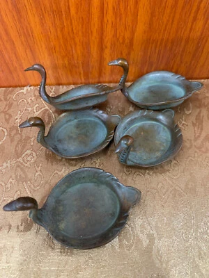 Maravillosas arandelas de cepillo chinas de bronce hechas a mano *cisne* 5 piezas Foto 1 de 4