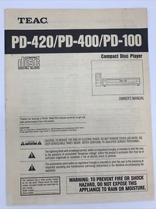 Teac PD-420 PD-400 PD-100 CD PLAYER Service Manual SUPPLEMENT *Original* - Picture 1 of 6