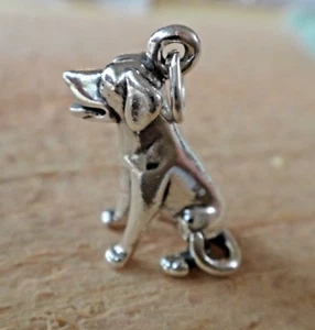 Sterling Silver 3D 19x17mm Solid 4.5g Lab Labrador Retriever Dog Sitting Charm - Picture 1 of 10
