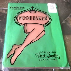 Size 10 Vintage Pennebaker Seamless Micro Mesh Reinforced Heel & Toe Nylons - Picture 1 of 3