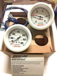 GENUINE MERCURY DIESEL WHITE GAUGE SET SPEEDOMETER 65 MPH & TACHOMETER 5000 RPM - Picture 1 of 2