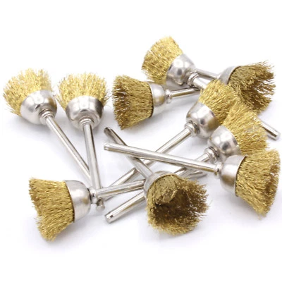 10 Stück Messing Topfbürste Bürste 15mm für Dremel Proxxon Schleifer Zubehör D11