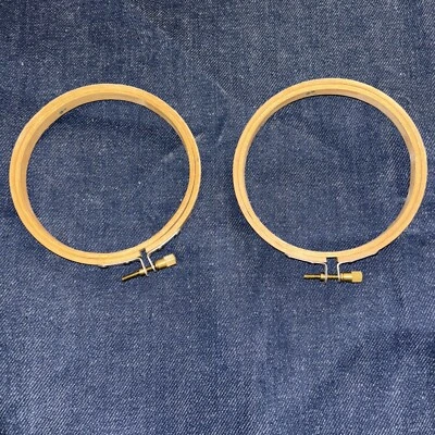 2 Lot Of New 4” Inch Wooden Round Hoop Cross Stitch Embroidery Needlepoint Screw - Image 1 of 4