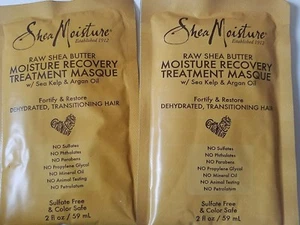 (LOT OF 2)SHEA MOISTURE RAW  MOISTURE RECOVERY TREATMENT MASQUE 2OZ - Picture 1 of 2