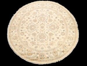 Vegetable Dye Hand-knotted Oushak-Chobi Floral Oriental Ivory Wool Area Rug 8x8