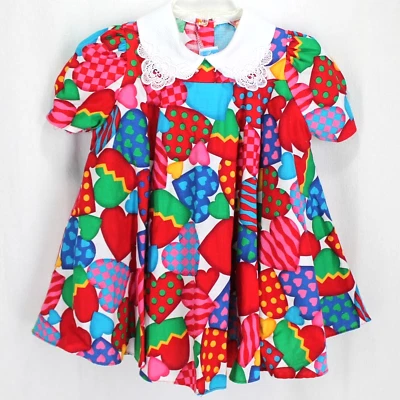 Vestido De Colección Sarah Too por Sarah Kent Niñas Talla 3T Corazones Coloridos Círculo Completo Foto 1 de 4