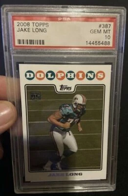2008 Topps #387 Jake Long Psa 10 Rookie Card Pop 1 Of 5  - Image 1 of 2