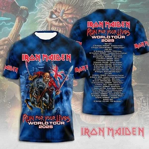 RARE! Iron Maiden Run For Your Lives World Tour 2025 Merch T-shirt Size S_5XL - Picture 1 of 4