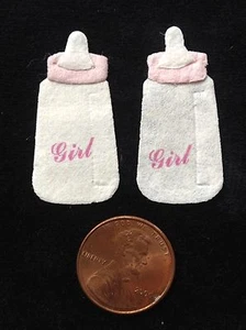 4 Bottles bottle baby babies Girl Pink Handmade mulberry paper shower Scrapbook - Picture 1 of 5