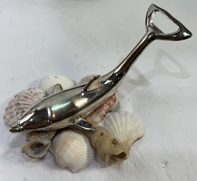 Botella de marsopa delfín plateada cerveza tapa giratoria abridor barra herramienta náutica Foto 1 de 4