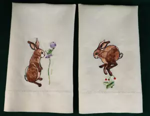Vintage Spring, Easter Set of 2 Linen Towels - Picture 1 of 9