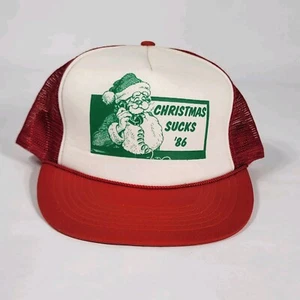 Christmas Sucks 1986 Vintage Snapback Mütze Kappe - rot und weiß - Bild 1 von 9