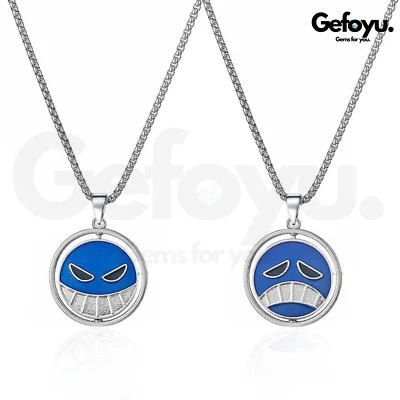 One Piece Kette - Portgas D. Ace Smiley Halskette - Edelstahl - Anime Geschenk - Bild 1 von 3