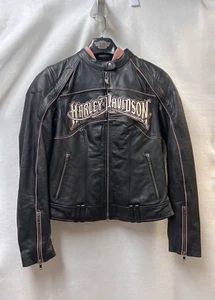 Harley Davidson Women TEMPEST Pink Sword Leather Jacket 3in1 Hoodie 97086-09VW S - Picture 1 of 22