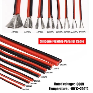 2-Core Twin Cable Silicone Flexible 8/10/12/14/16/18/20/22/24/26/28AWG 200°C - Picture 1 of 6